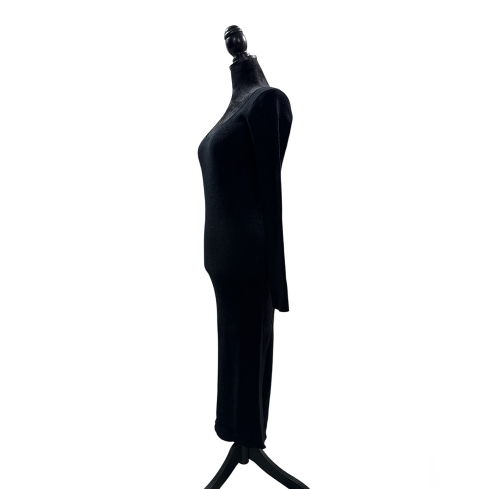 RSQ Chic Black Ribbed Long‎ Sleeve Maxi Bodycon Minimalist Dress XL - Picture 4 of 7